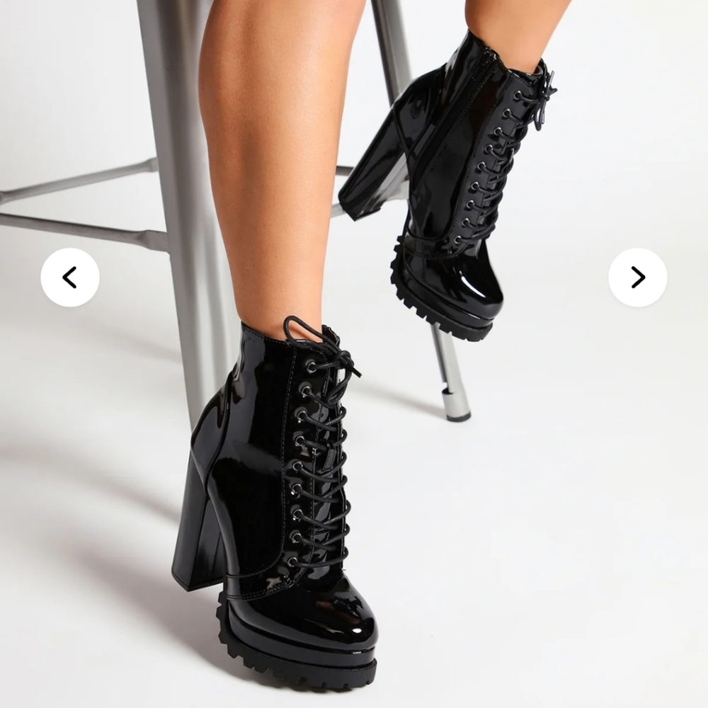 Black Lace-Up Ankle Boots